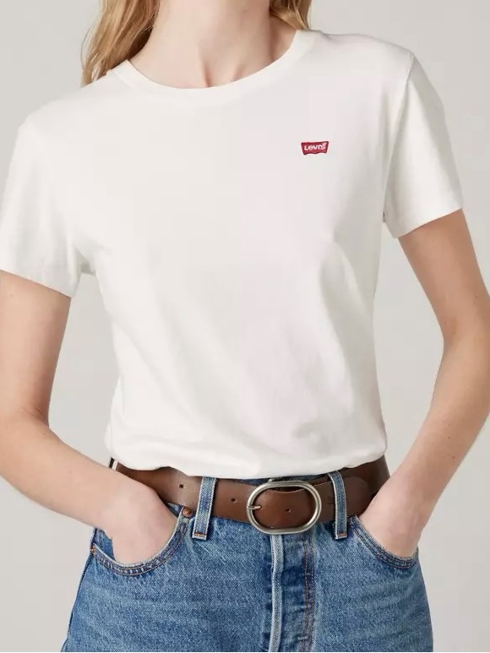 Levi's Basic The Perfect Tee Women's XS White Logo Crewneck Pullover